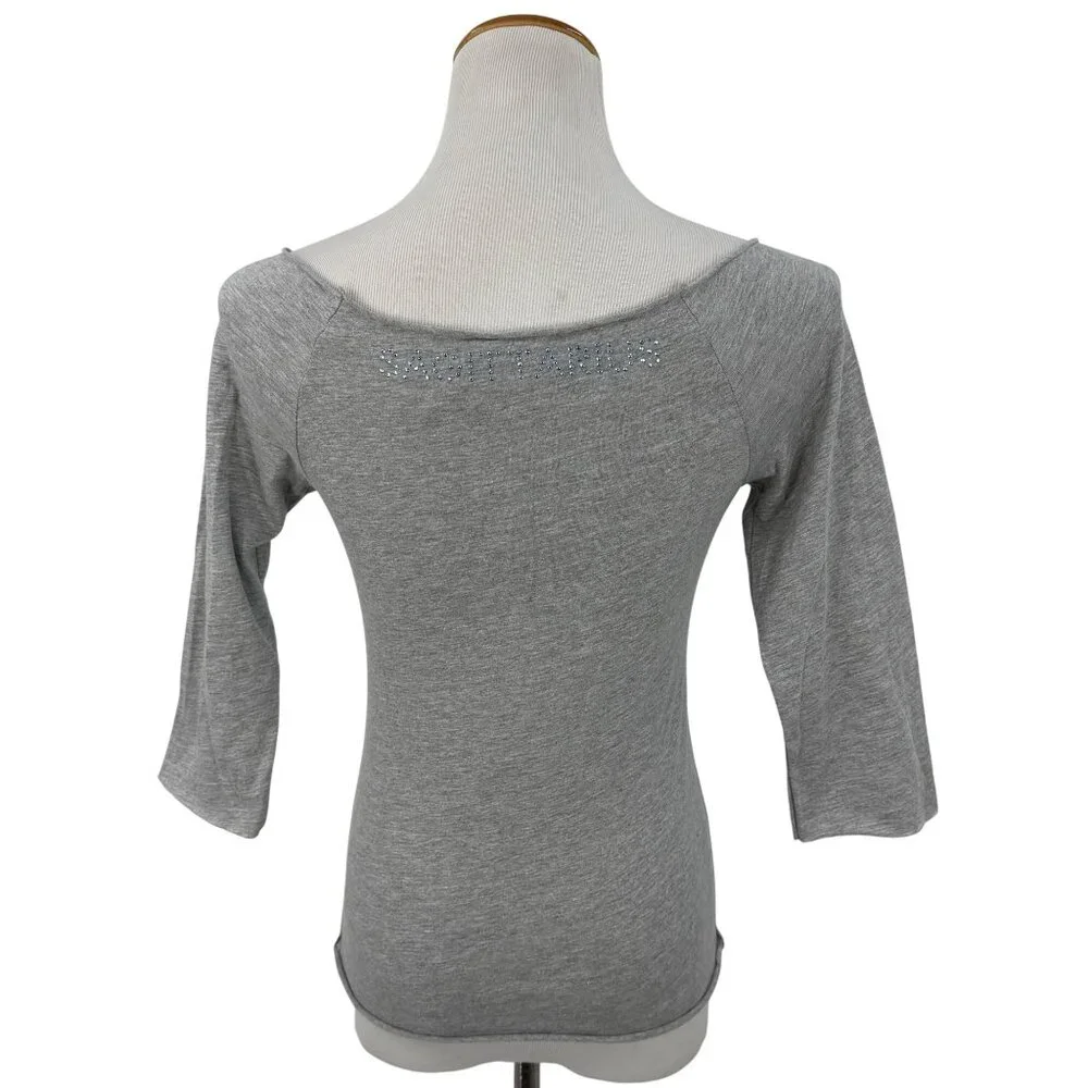 Vtg 90s NWT Gray Studded Sagittarius Zodiac Tee | McBling Noughties Grunge Y2K M - Picture 6 of 15